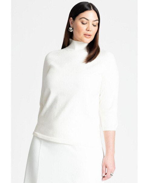 Plus Size Three Quarter Sleeve Turtleneck Sweater