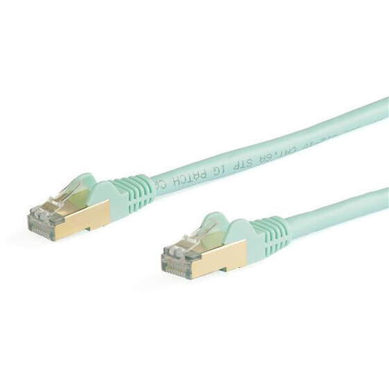StarTech.com 5m CAT6a Ethernet Cable - 10 Gigabit Shielded Snagless RJ45 100W PoE Patch Cord - 10GbE STP Network Cable w/Strain Relief - Aqua Fluke Tested/Wiring is UL Certified/TIA - 5 m - Cat6a - S/UTP (STP) - RJ-45 - RJ-45