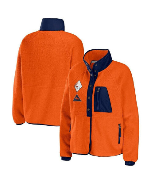 Women's Orange Denver Broncos Polar Fleece Raglan Full-Snap Jacket