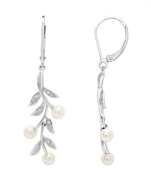 Cultured Freshwater Pearl (4mm) and Diamond (1/20 ct. t.w.) Earrings in Sterling Silver