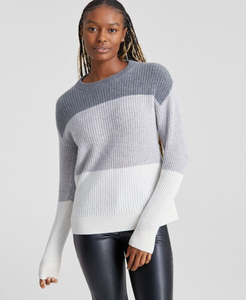 Women's 100% Cashmere Colorblocked Rib-Knit Sweater, Created for Macy's