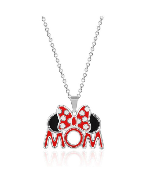 Minnie Mouse Red Enamel Bow MOM Necklace, 18'' Chain