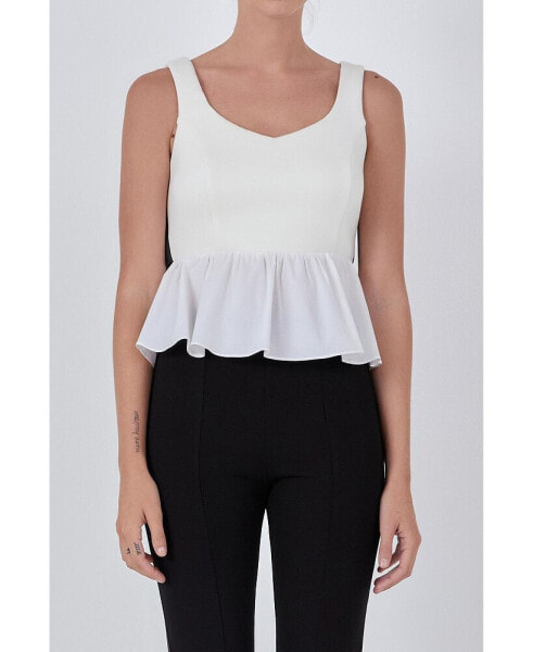 Women's Back Bow Contrast Top