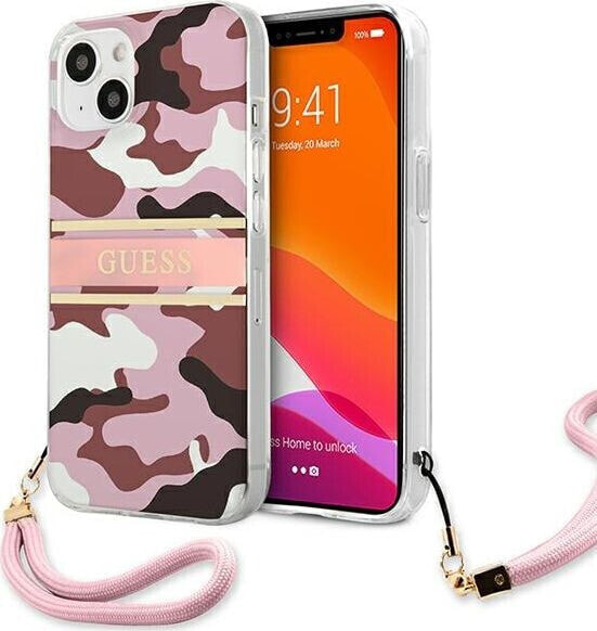 Guess Guess GUHCP13MKCABPI iPhone 13 6,1" różowy/pink hardcase Camo Strap Collection