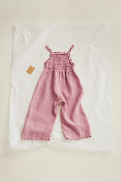 Timelesz - linen dungarees with elasticated details