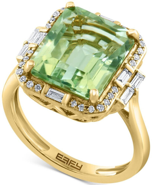 EFFY® Green Quartz (5-1/3 ct. t.w.) & Diamond (1/3 ct. t.w.) Halo Ring in 14k Gold