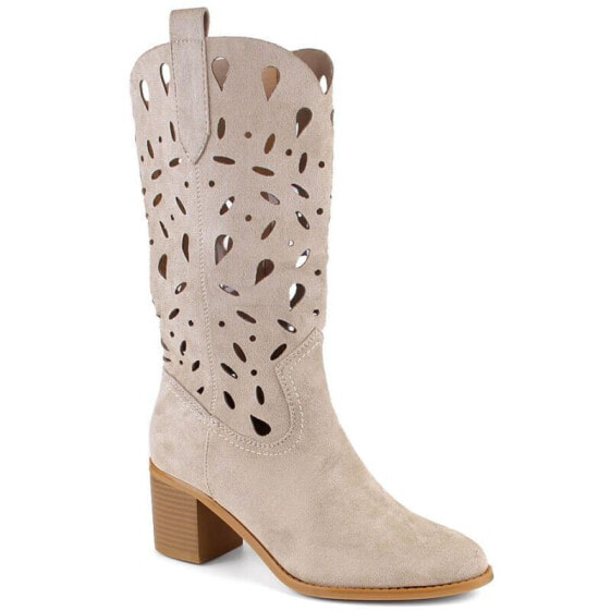 M.Daszyński W SAN20D openwork suede boots, light beige