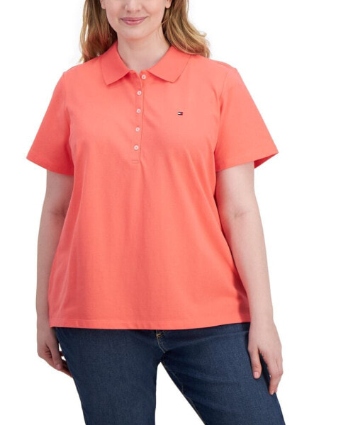 Plus Size Short-Sleeve Polo Shirt