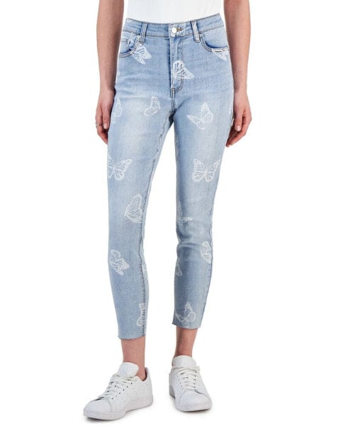 Juniors' Printed Mid-Rise Skinny Ankle Jeans, Created for Macy's