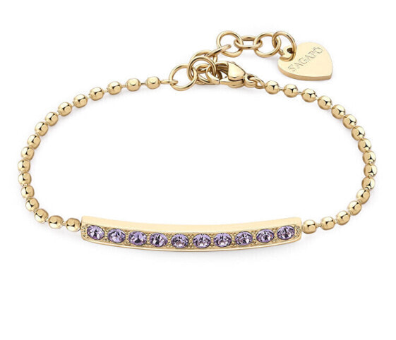 Elegant gold-plated bracelet with purple crystals Dazzly SDZ20