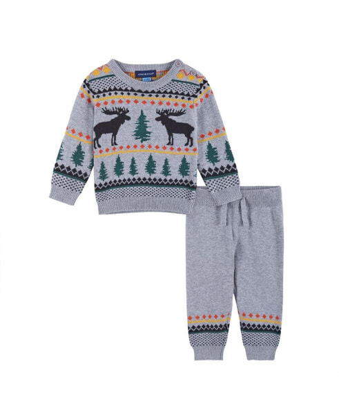 Infant Boys Moose Sweater Set