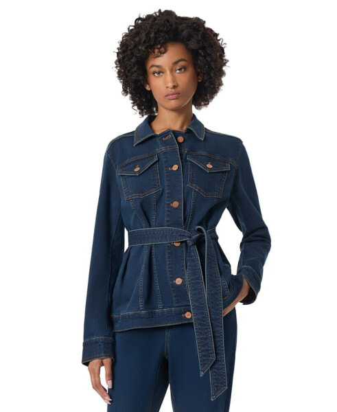 Women's Belted Denim Trucker Jacket