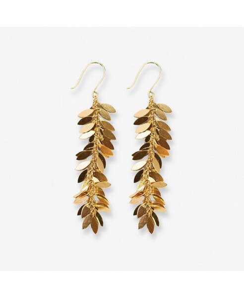 INK + ALLOY Samantha Leaf Cluster Long Dangle Earrings Brass