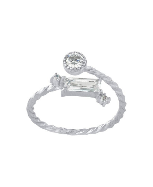 Geometric Cubic Zirconia (2.04 ct. t. w.) Bypass Ring in Sterling Silver