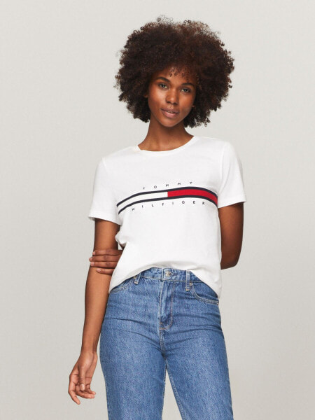 Embroidered Flag Stripe Logo T-Shirt