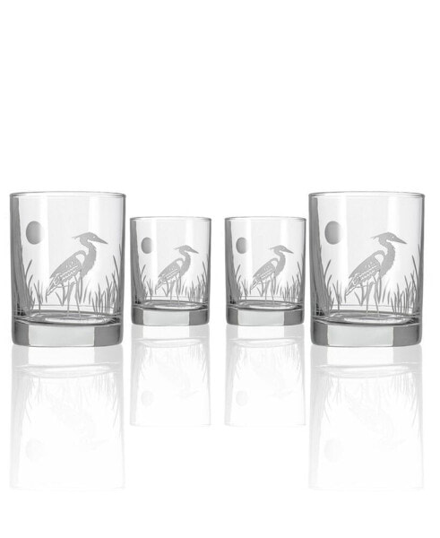 Heron Double Old Fashioned 14Oz - Set Of 4 Glasses