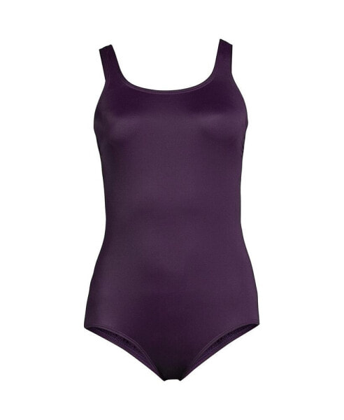 Plus Size DD-Cup Chlorine Resistant Scoop Neck Soft Cup Tugless Sporty One Piece Swimsuit