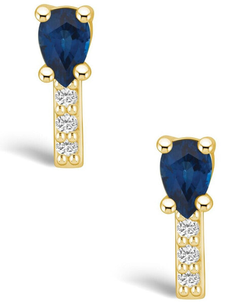 Sapphire (1 Ct. t.w.) and Diamond (1/8 Ct. t.w.) Stud Earrings