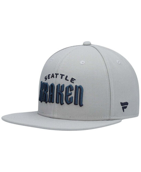 Men's Gray Seattle Kraken Wordmark Logo Snapback Hat