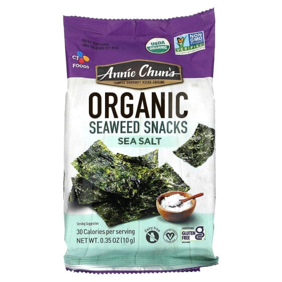 Organic Seaweed Snacks, Sea Salt, 0.35 oz (10 g)