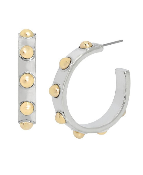 Two-Tone Beaded Hoop Earrings