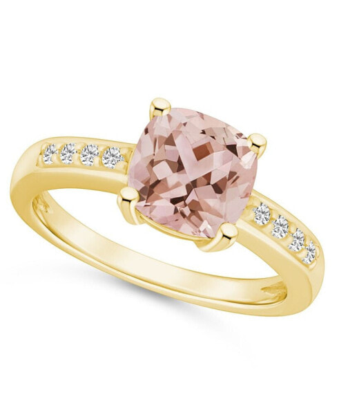 Morganite and Diamond Ring (2 ct.t.w and 1/8 ct.t.w) 14K Yellow Gold