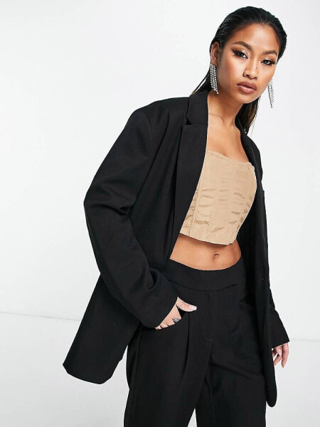 Something New X Naomi Anwer oversized blazer co-ord in black