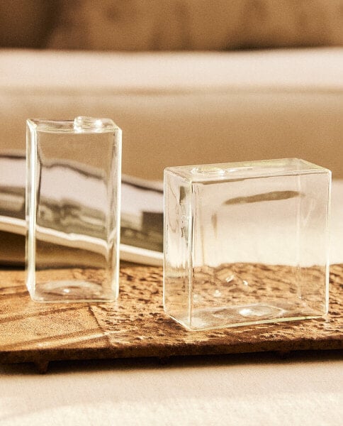 Small rectangular glass vase