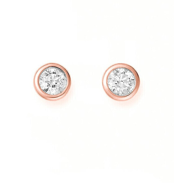 Fine bronze stud earrings with zircons SVLE1517XH2RO