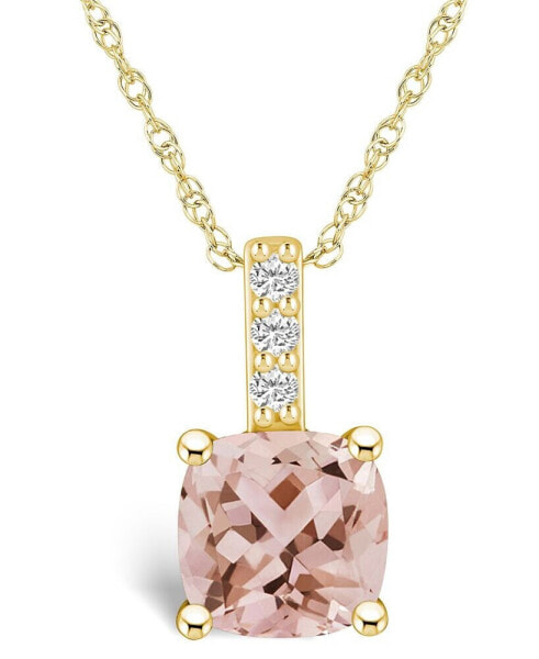 Morganite (2 Ct. T.W.) and Diamond Accent Pendant Necklace in 14K Yellow Gold