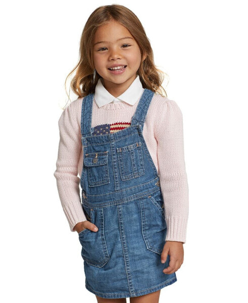 Little Girls and Toddler Girls Cotton Denim Overall Dress