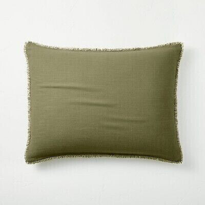 King Euro Heavyweight Linen Blend Throw Pillow Moss Green - Casaluna