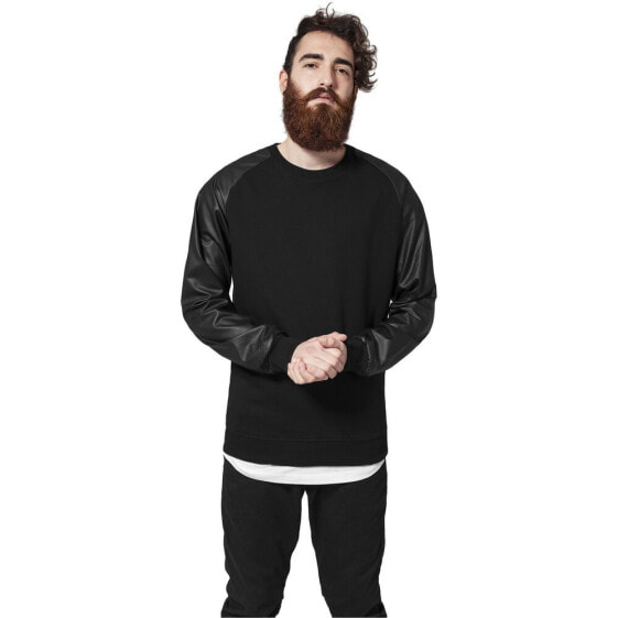 URBAN CLASSICS Raglan Leather Imitation Crew T-shirt