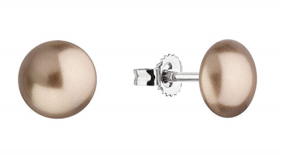 Stylish stud earrings with synthetic pearls 71136.3 bronze