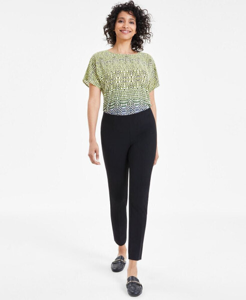 Petite Hollywood-Waist Pull-On Ankle Pants