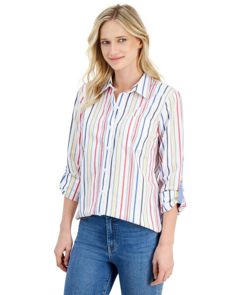 Women's Gateway Cotton Striped Roll-Tab Shirt