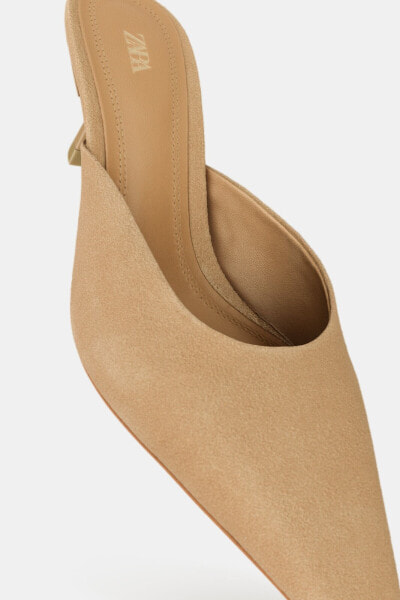 Suede high-heel mules