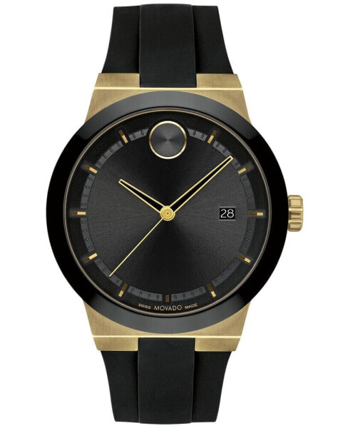 Men's Swiss Bold Black Silicone Strap Watch 42mm