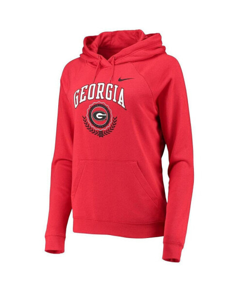 Women's Red Georgia Bulldogs Varsity Fleece Tri-Blend Raglan Pullover Hoodie