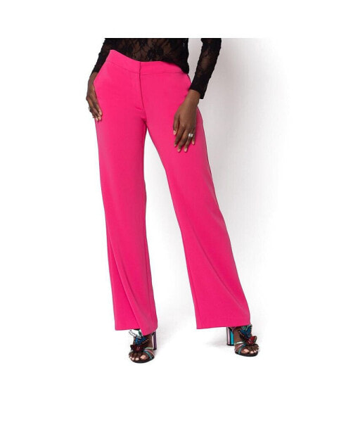 Women's Stretch Crepe High Waist Wide-Leg Pants