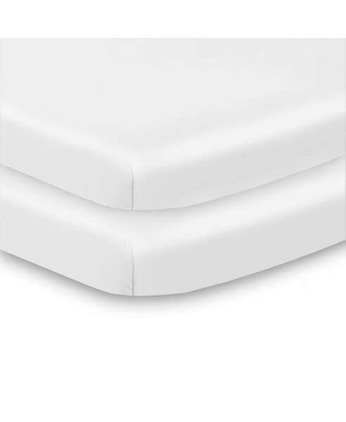 All-in-One Fitted Sheet & Waterproof Cover for 38" x 24" Mini Crib Mattress (2-Pack)