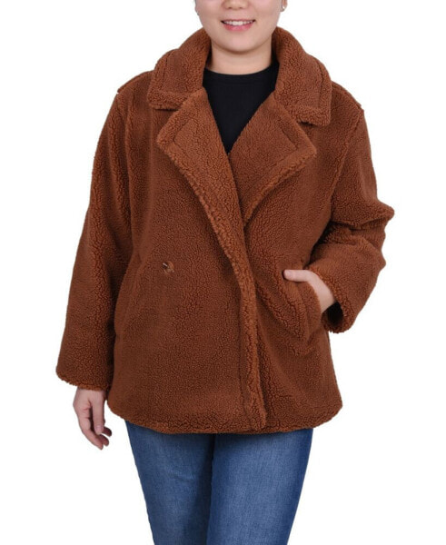 Women's Long Sleeve Double Breasted Sherpa Jacket