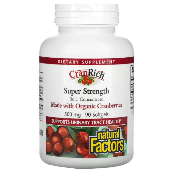 Витамины CranRich, Super Strength, 500 мг, 90 капсул, Natural Factors