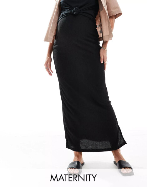 Mamalicious Maternity maxi column skirt in black