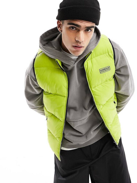 Barbour International Cargen padded gilet in lime green