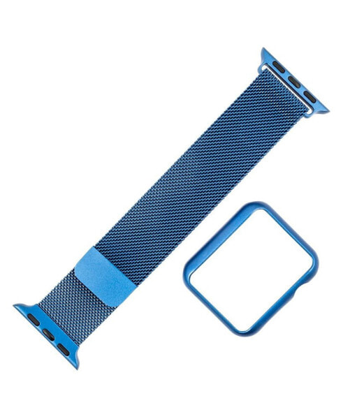 Blue Stainless Steel Mesh Band for Apple Watch, 42, 44, 45, Ultra 49mm