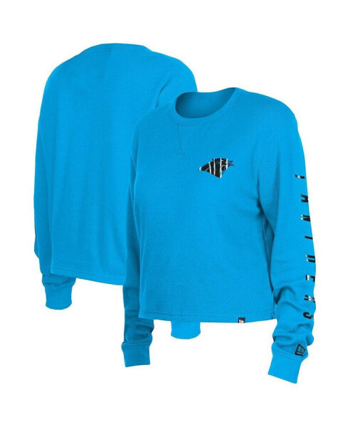 Women's Blue Carolina Panthers Thermal Crop Long Sleeve T-shirt