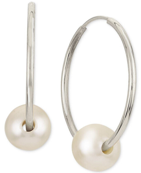 Cultured Freshwater Pearl (6mm) Endless Hoop Earrings in 14k Gold