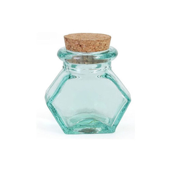 LA MEDITERRANEA Miniature Glass Jar. 5x6.5 cm With Hexagonal Stopper