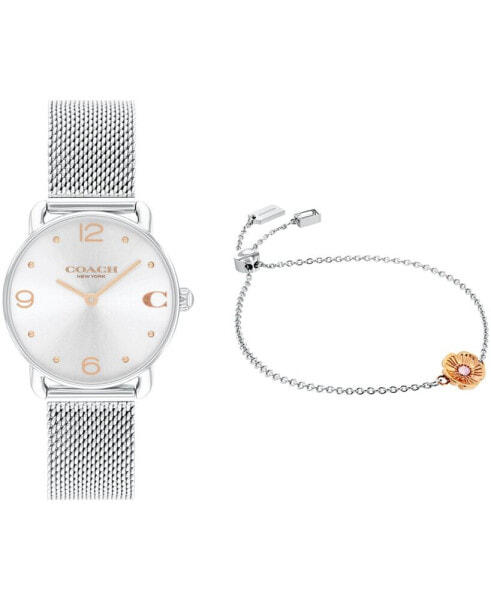 Women's Elliot Silver Stainless Steel Mesh Bracelet Watch 28mm Gift Set